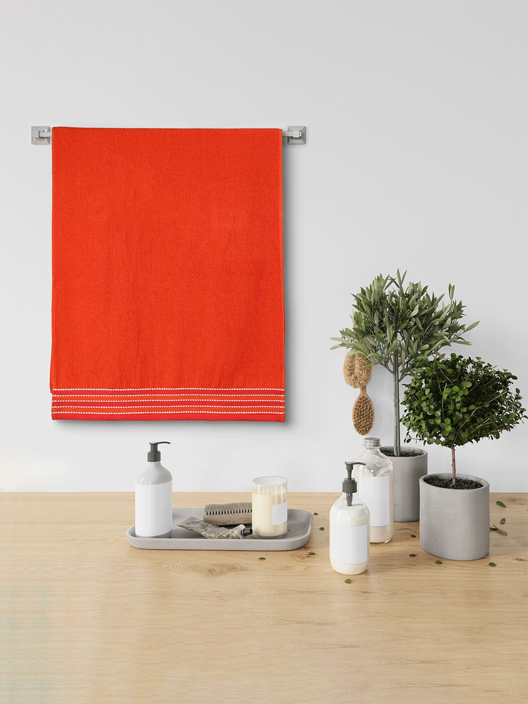 Urban Magic Orange Solid 400 GSM Soft Bath Towel