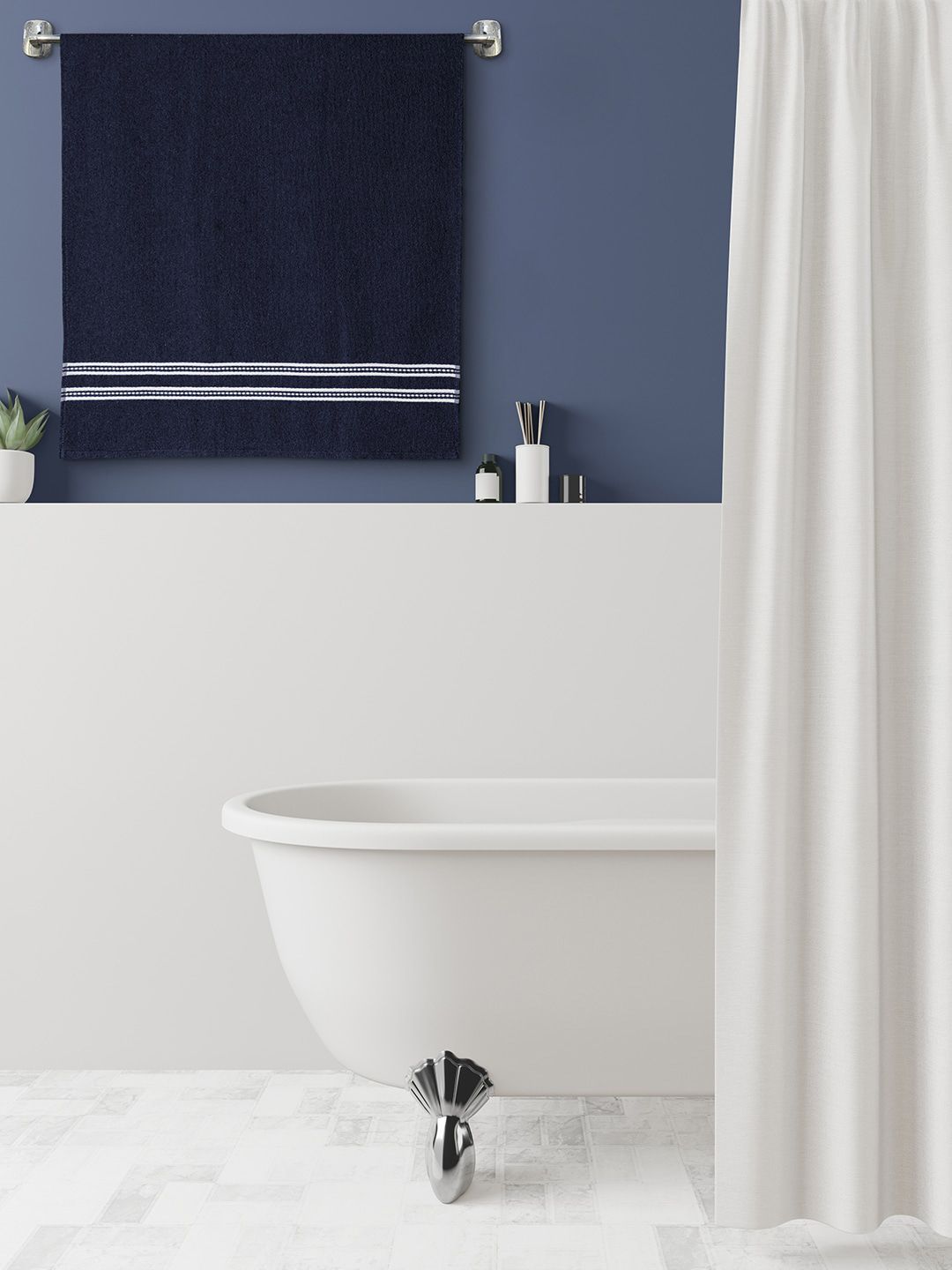 Urban Magic Navy Blue Solid 380 GSM Soft Bath Towel Price in India