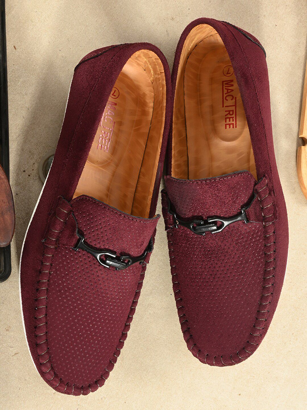 Mactree Men Maroon Suede Loafers