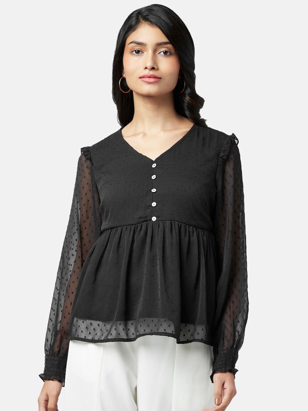 Honey by Pantaloons Black Empire Top Price in India