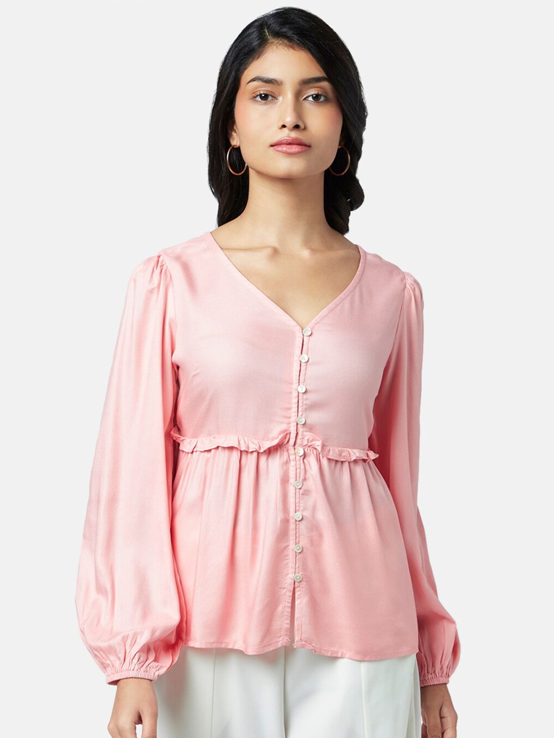 Honey by Pantaloons Pink Cinched Waist Top Price in India