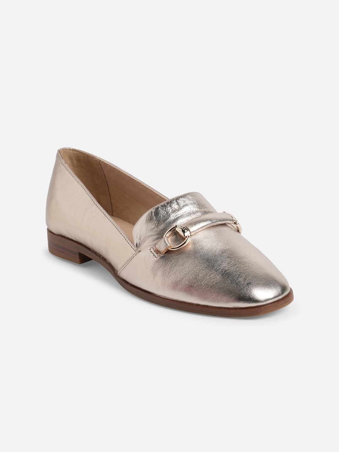ALDO Women Silver-Toned Leather Loafers Price in India