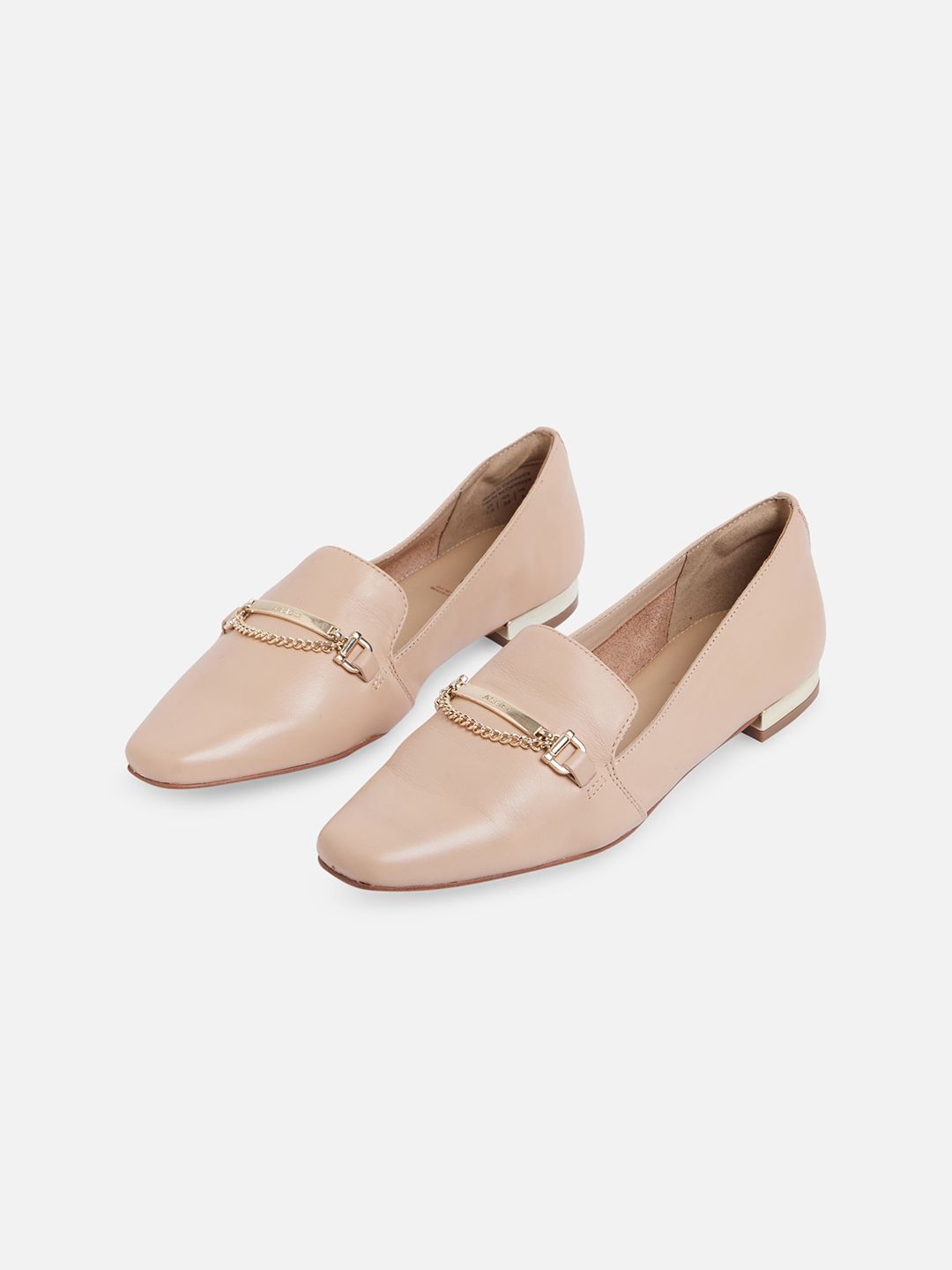 ALDO Women Cream-Coloured Leather Loafers Price in India