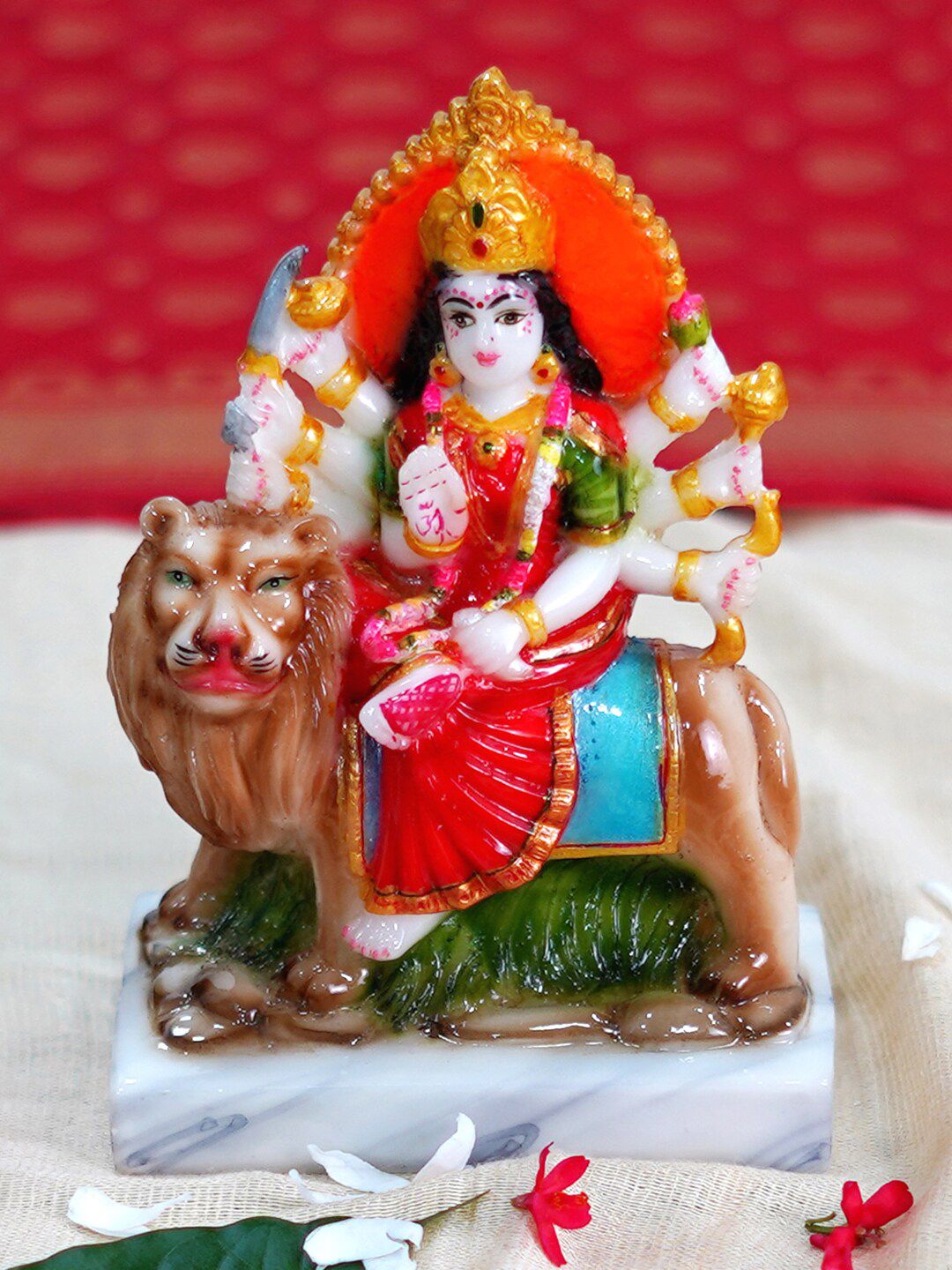 Gallery99 White & Red Sherawali Mata Idol Showpiece Price in India