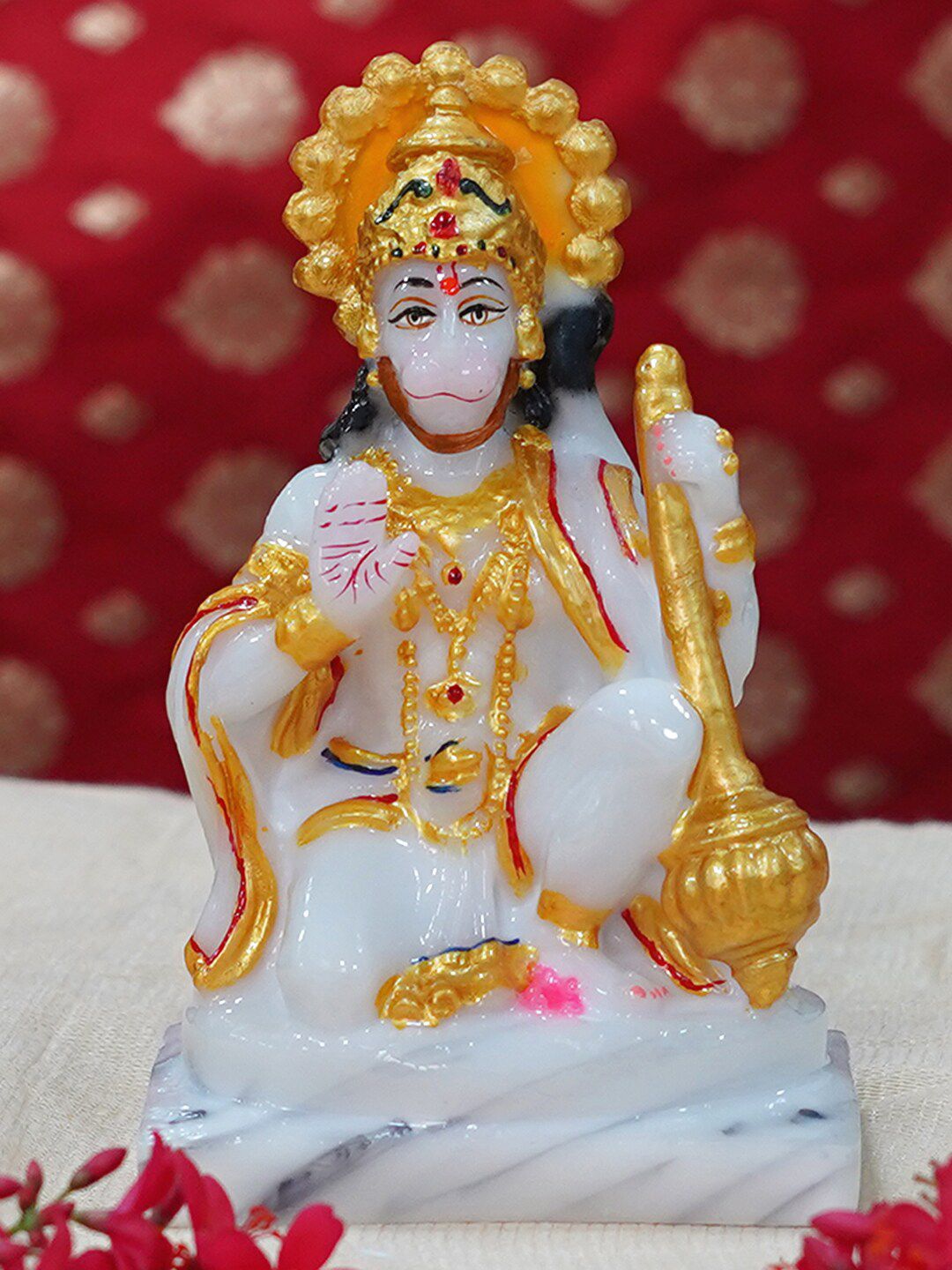 Gallery99 White & Gold-Toned Hanuman Idol Showpieces Price in India
