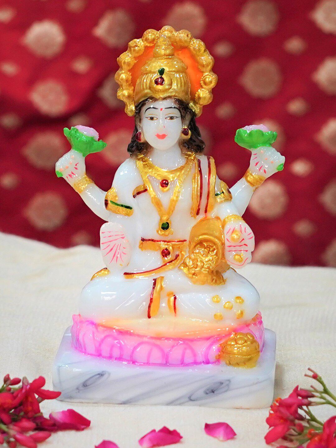 Gallery99 White Laxmi Handpainted Idol Showpieces Price in India