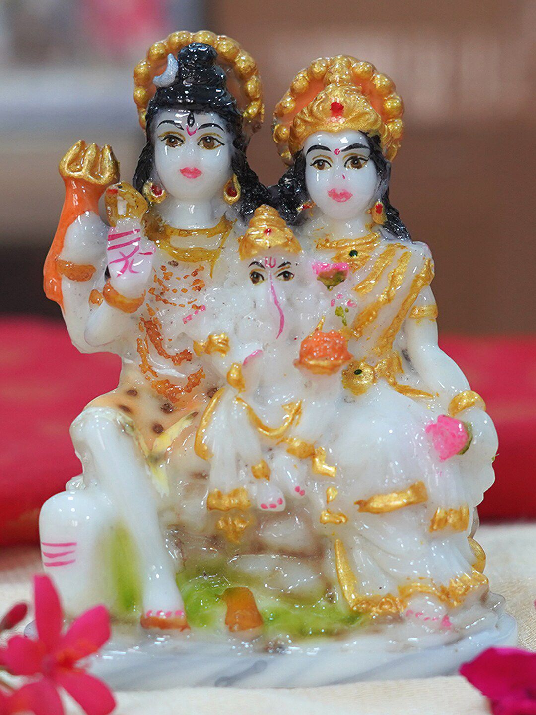 Gallery99 White Shiv Parivar Handpainted Idol Showpiece Price in India