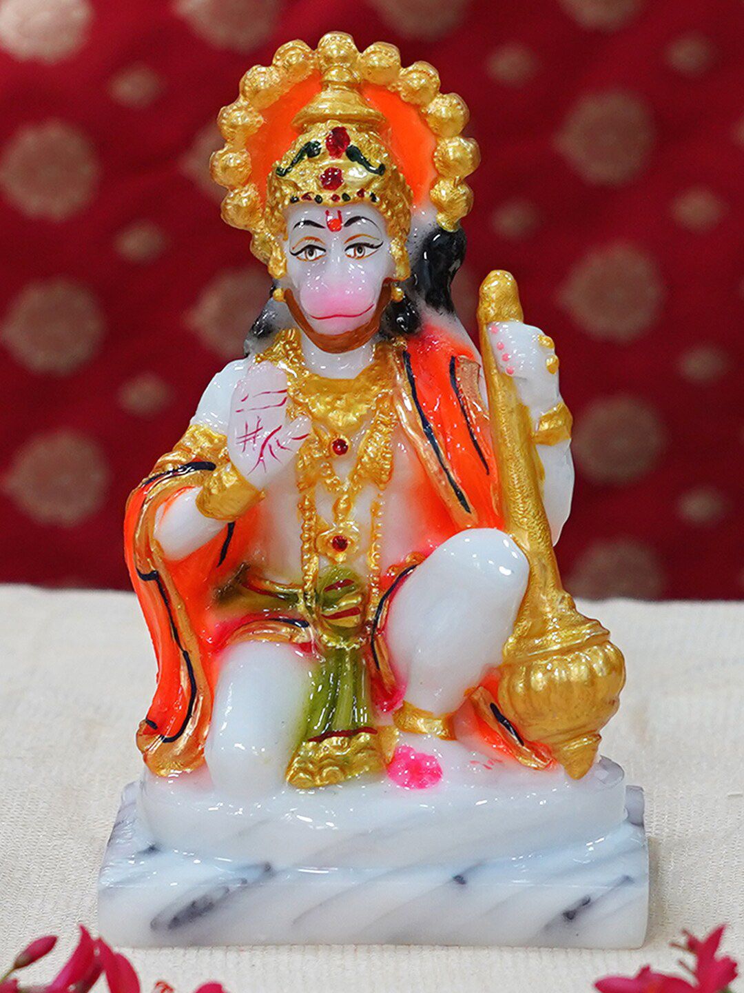 Gallery99 Gold-Toned & White Marble Hanuman Showpieces Price in India