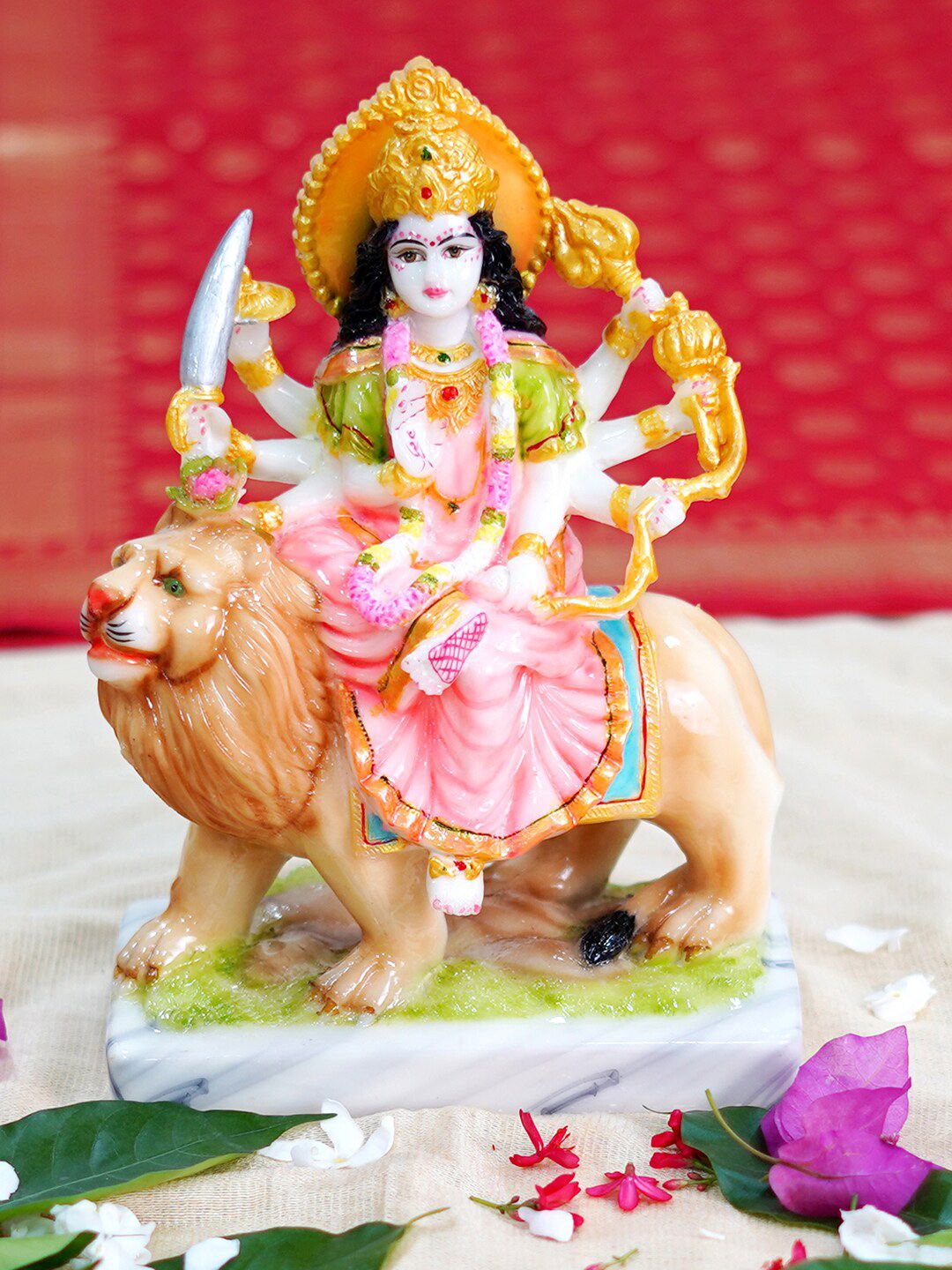 Gallery99 Pink & Green Sherawali Mata Idol Showpieces Price in India