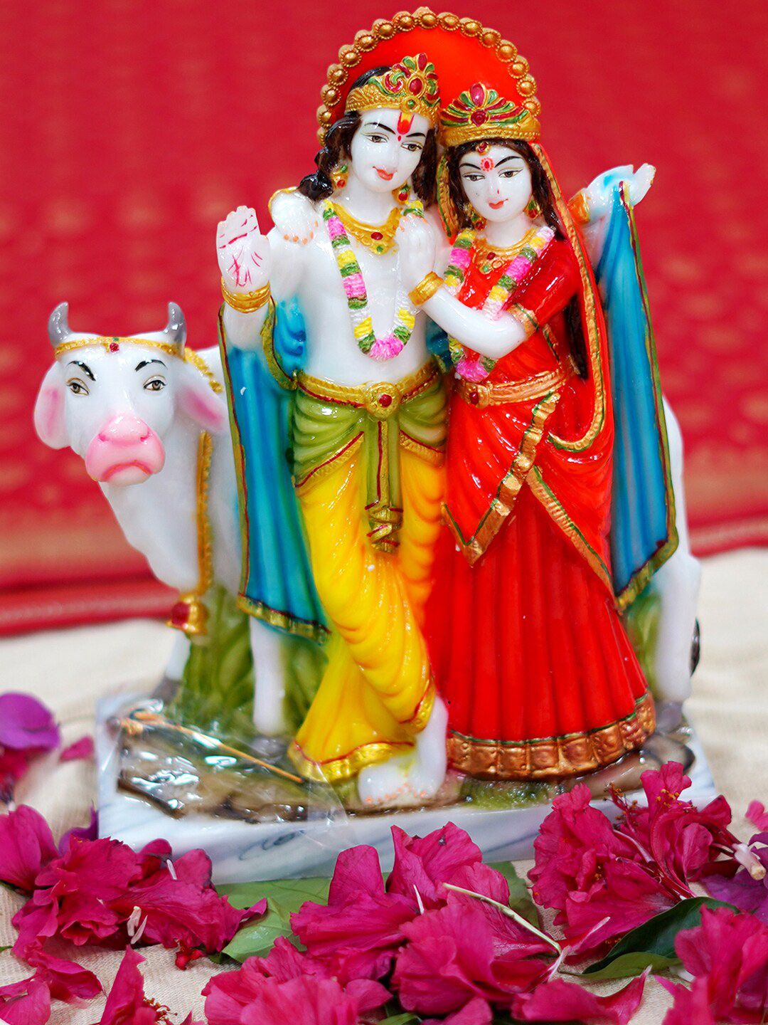 Gallery99 White & Blue Radha Krishna With Nandi Showpieces Price in India