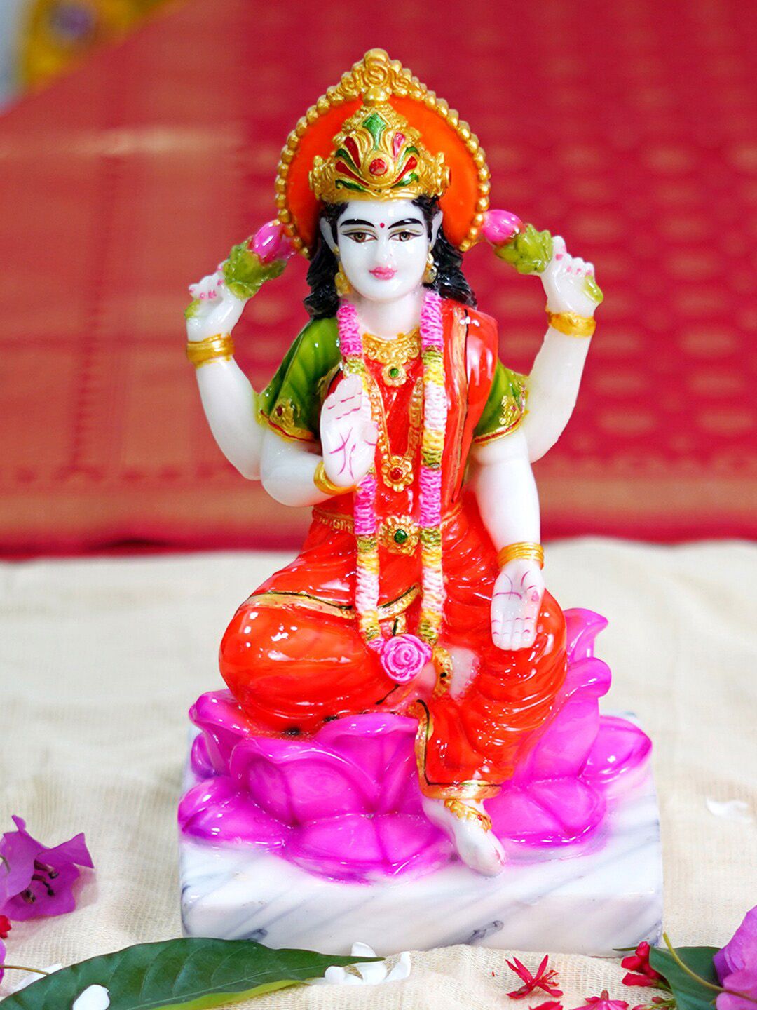 Gallery99 Red Laxmi Idol Marble Showpiece Price in India