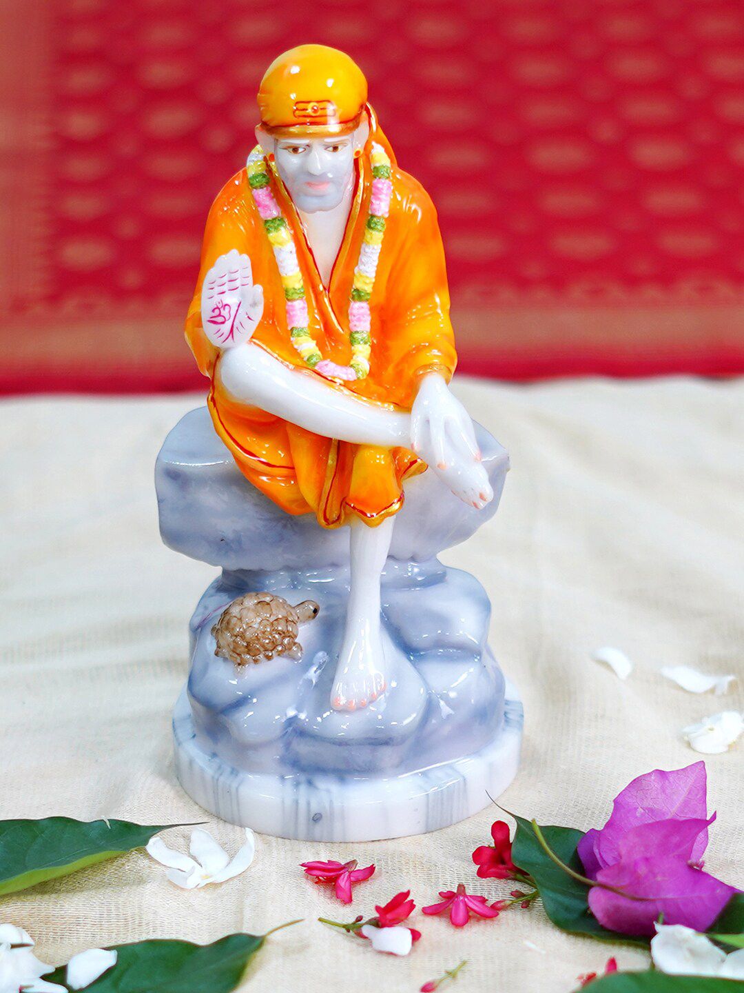 Gallery99 Orange & White Sai Baba Handpainted Idol Showpiece Price in India