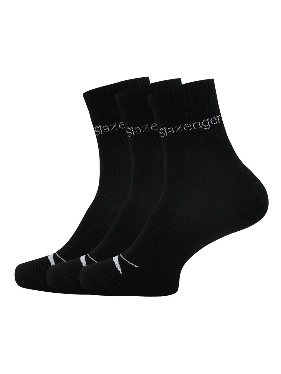 Slazenger Men Pack of 3 Black Solid Ankle-length Cotton Socks