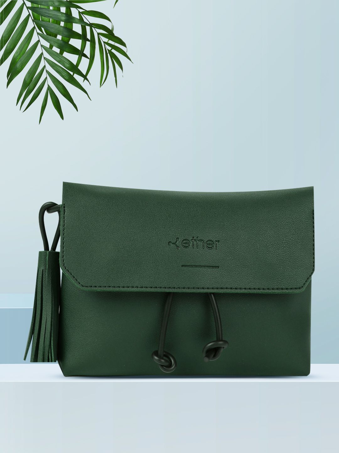 ether Green Solid Sling Bag Price in India