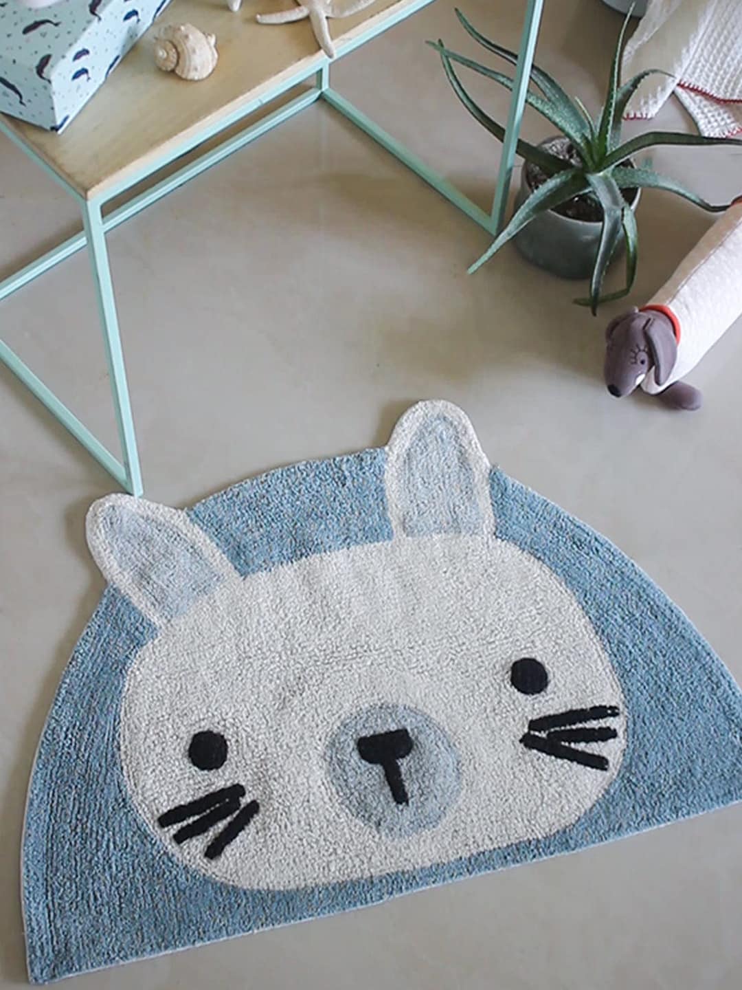 The Wishing Chair Blue Bunny Cotton Bathmat Price in India