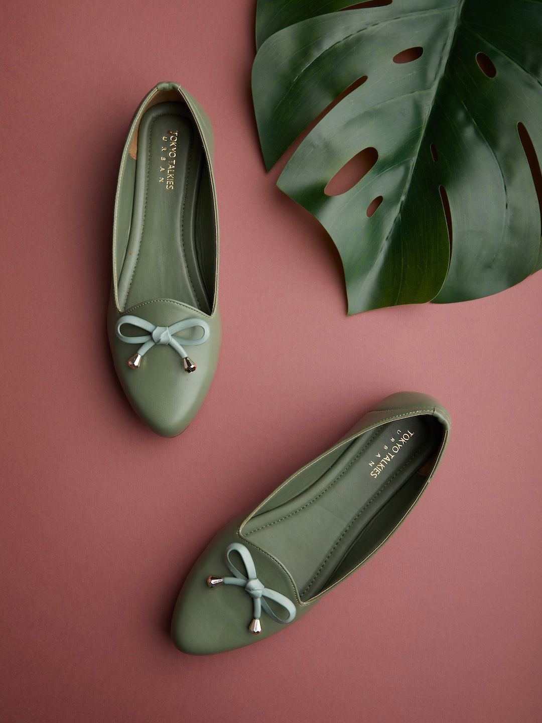 Tokyo Talkies Women Sea Green Ballerinas with Bows Flats