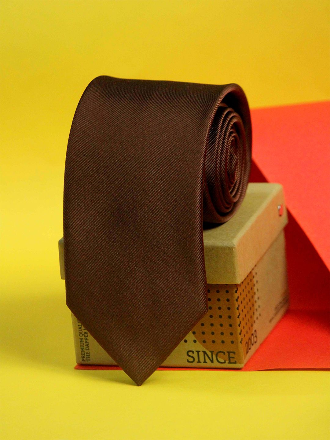 Tossido Men Brown Solid Broad Tie