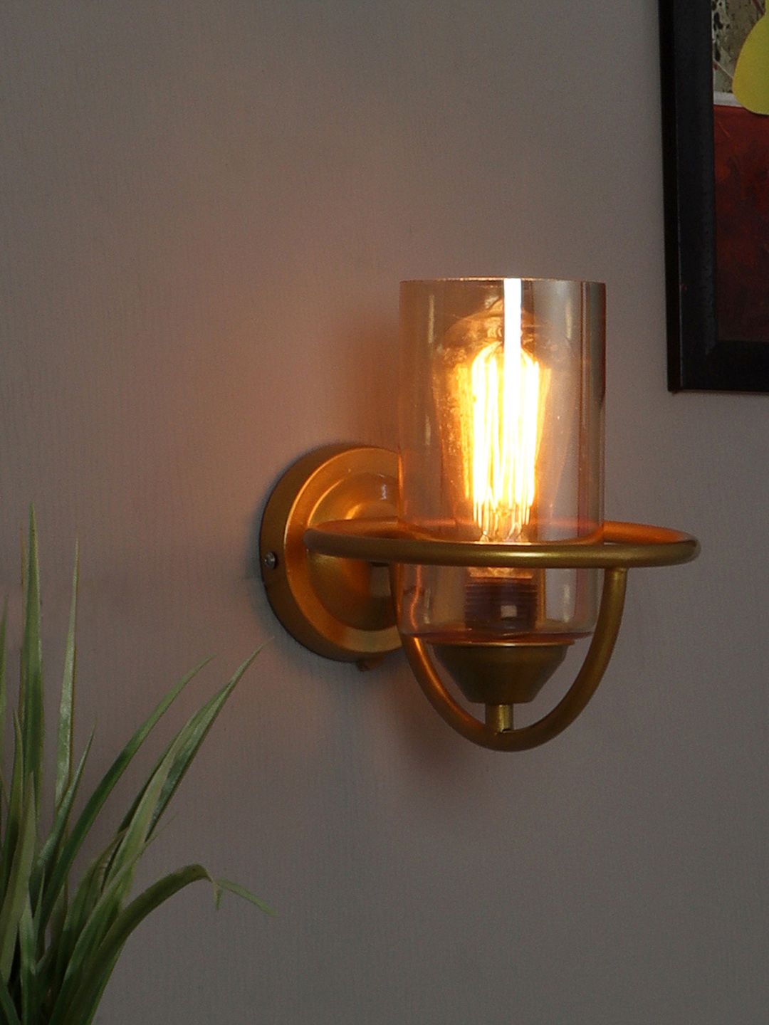 MFD HOME FURNISHING Gold-Toned Solid Wall Lamp Price in India