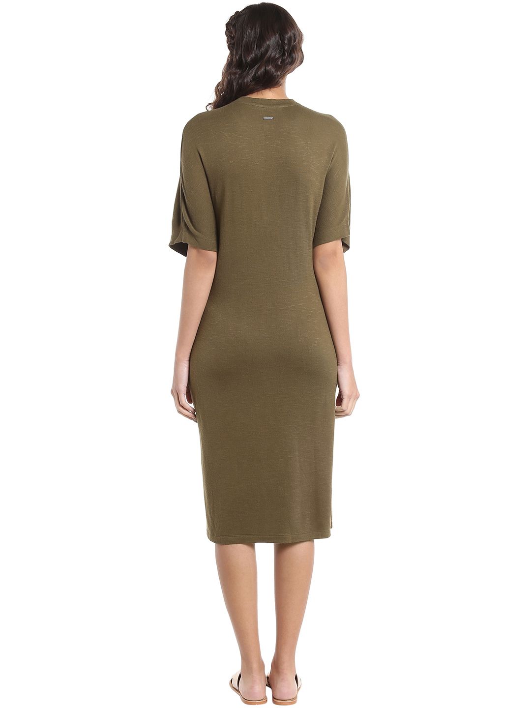 Buy Vero Moda Women Olive Green Solid Midi A-Line Dress - Dresses for Women  2042797 | Myntra