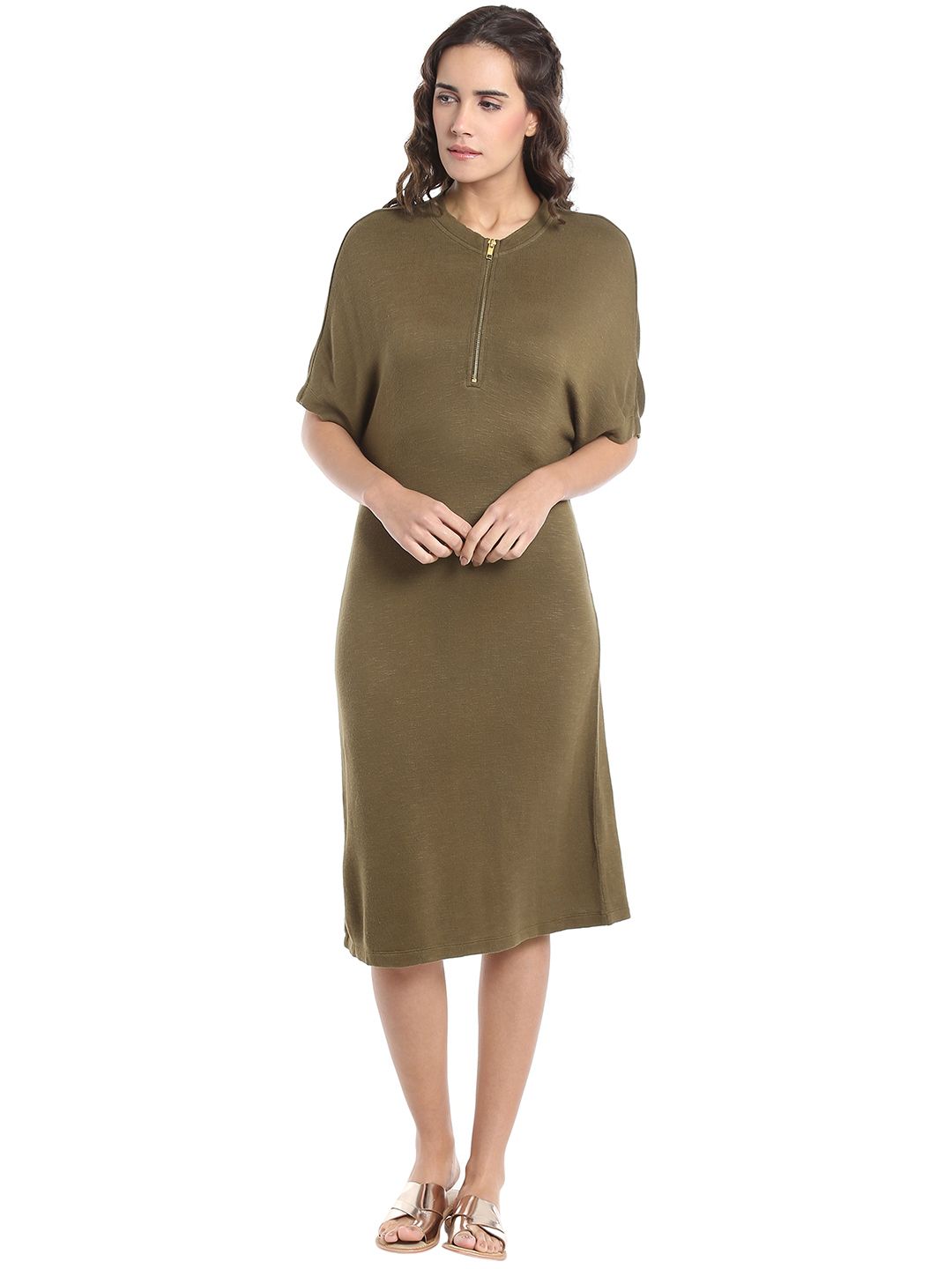 slim fit dress slacks VERO MODA Green Cotton Shirt Dress