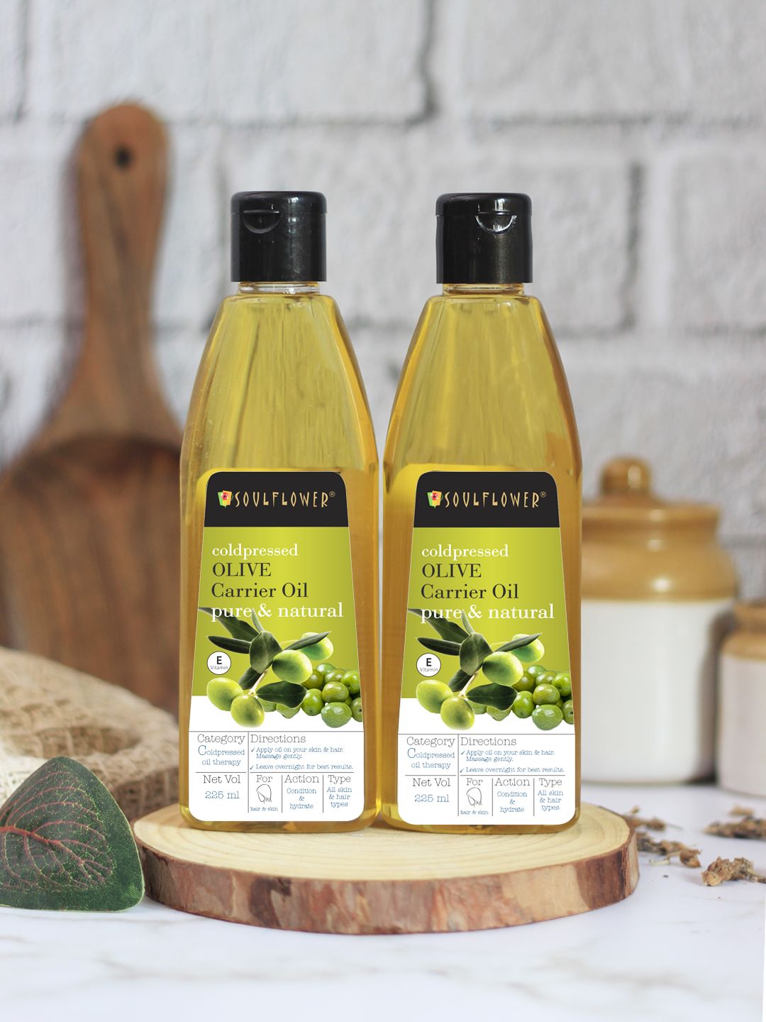 Soulflower Pack of 2 Olive Hair Oils - Skin Hair & Lip 100% Natural Coldpressed 225ml each Price in India