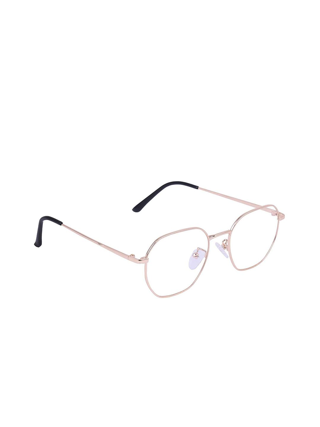 OPTIFY Unisex Clear Lens & Gold-Toned Round Sunglasses with UV Protected Lens