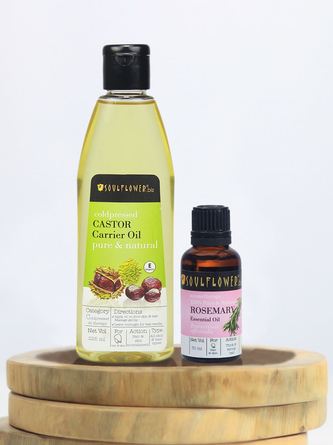 Soulflower Pack of 2 Castor Hair Oil & Rosemary Essential Oil For Skin & Hair Price in India
