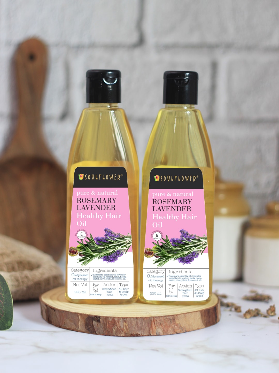 Soulflower 2 Pc Rosemary Lavender Healthy Hair Oil Strong Roots 100% Pure - 225 ml each Price in India