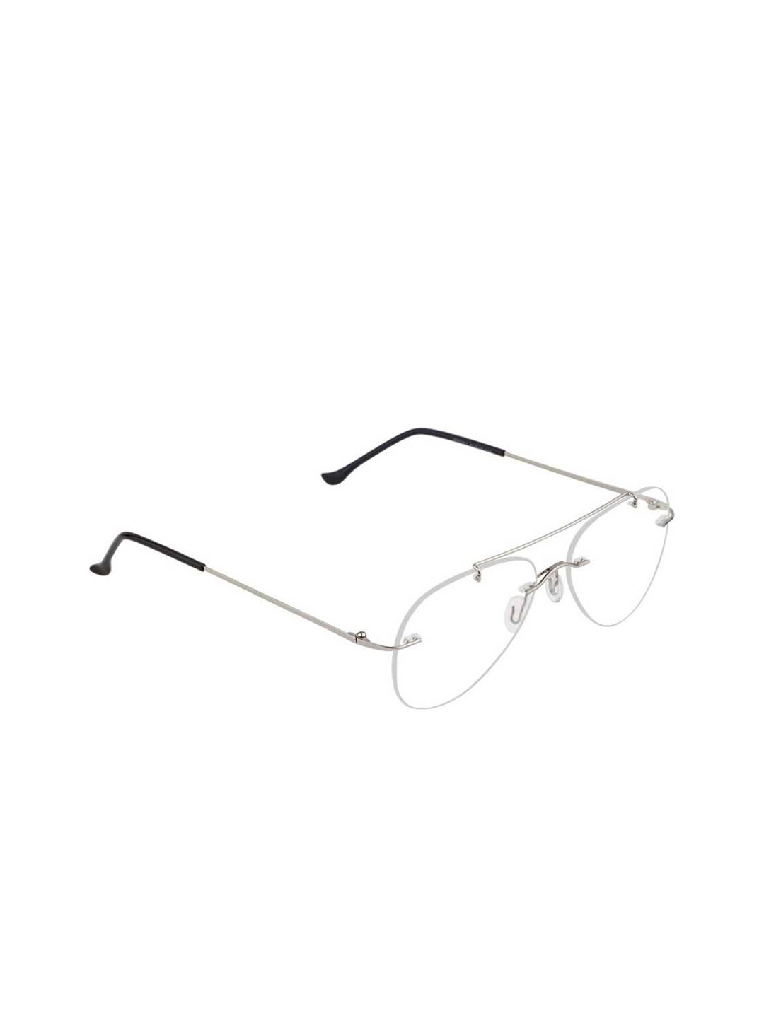 OPTIFY Unisex Clear Lens & Silver-Toned Aviator Sunglasses  - AVT RIMLESS SILVER-Silver