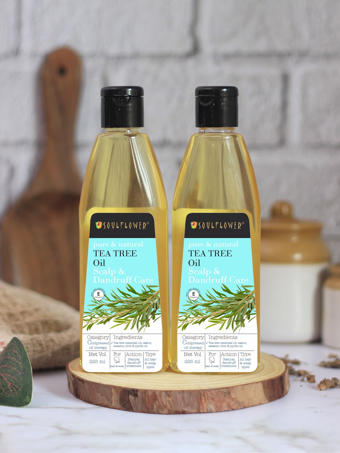 Soulflower 2 Pc Tea Tree Hair Oil - Dandruff Control 100% Natural Cold Pressed 225 ml each Price in India