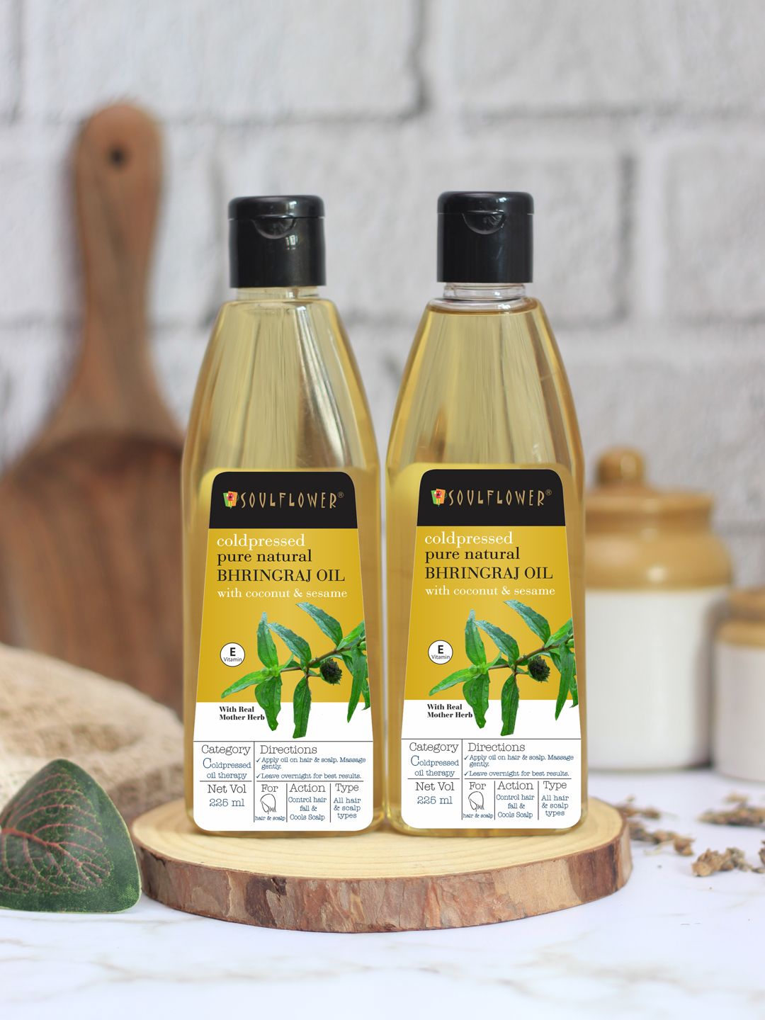 Soulflower Pack of 2 Bhringraj Oil With Coconut & Sesame 225ml each  Pure & Natural Price in India
