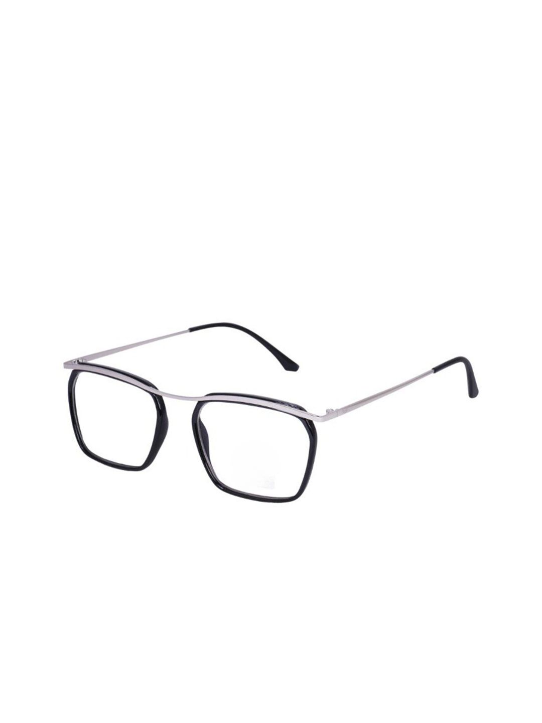 OPTIFY Unisex Clear Lens & Silver-Toned Square Sunglasses with UV Protected Lens