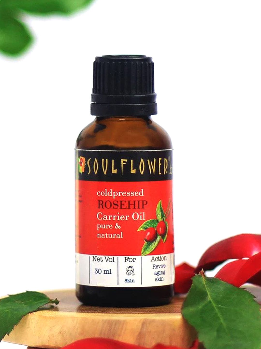 Soulflower Rosehip Hair Oil Revive Aging Skin - Skin & Hair 100% Pure Cold Pressed - 30 ml Price in India