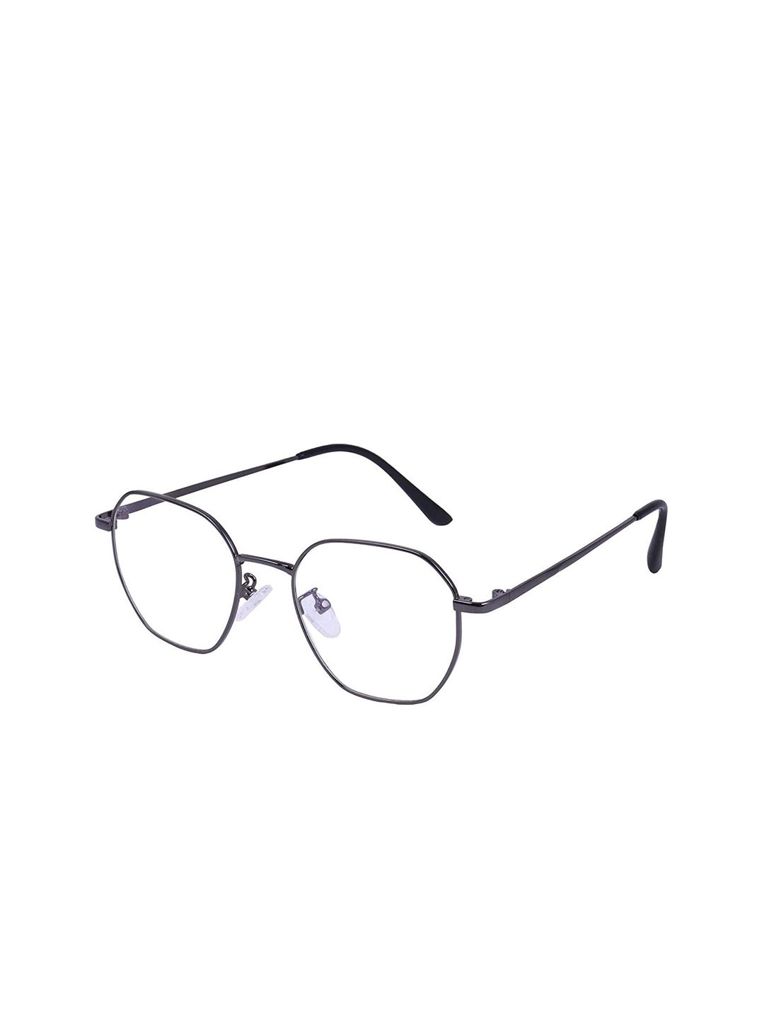 OPTIFY Unisex Clear Lens & Gunmetal-Toned Round Sunglass