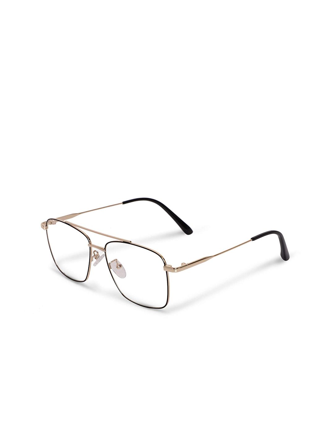 OPTIFY Unisex Clear Lens & Gold-Toned Square Sunglasses with UV Protected Lens LM 3076