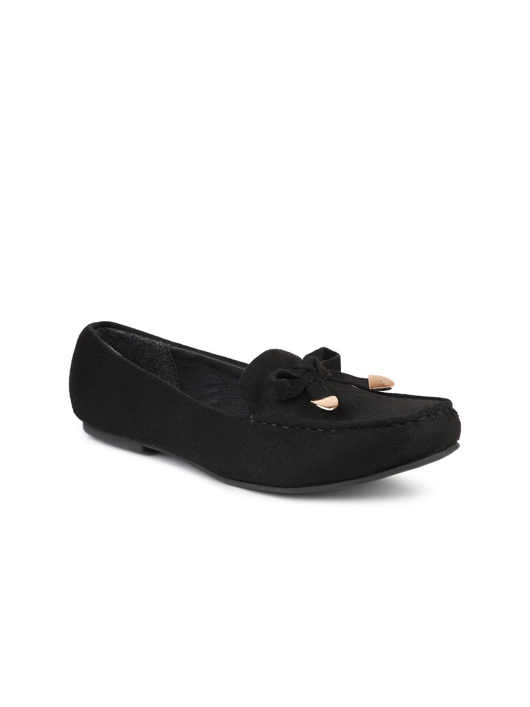 DESIGN CREW Women Black Square Toe Loafers Price in India