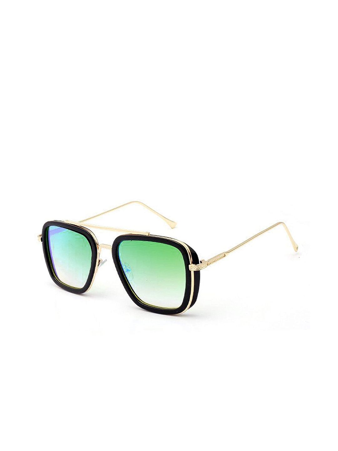 AUGEN Unisex Green Lens & Gold-Toned Square Sunglasses with UV Protected Lens