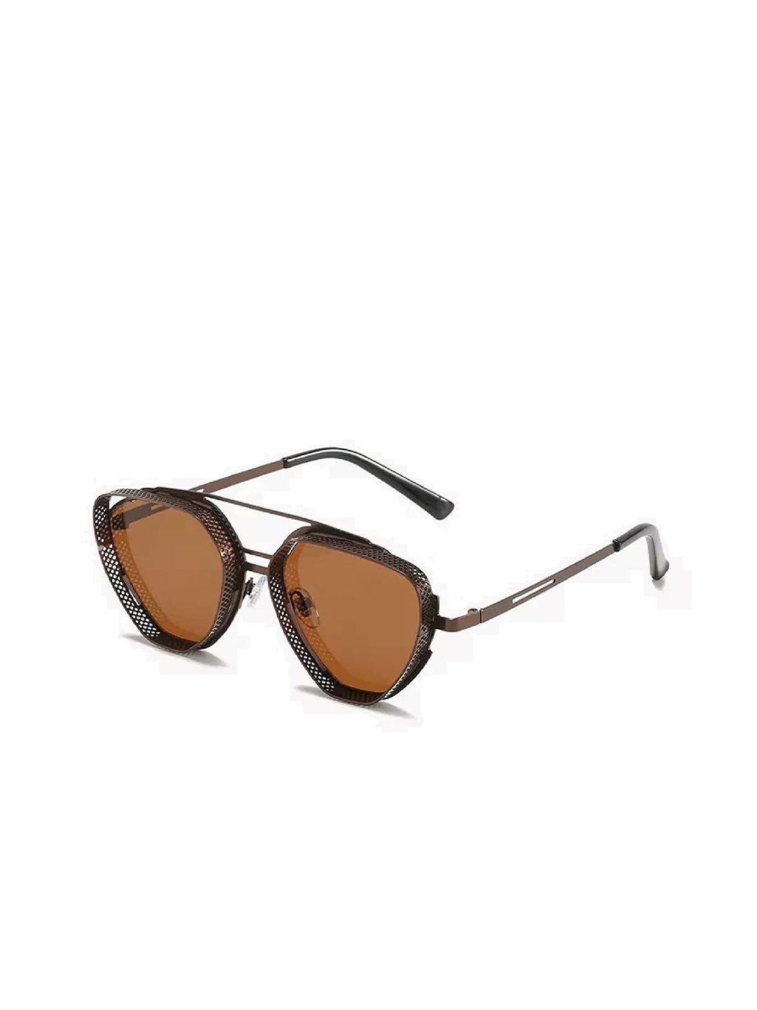 AUGEN Unisex Brown Lens & Brown Aviator Sunglasses with UV Protected Lens