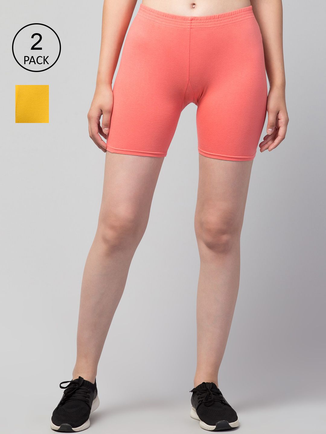 Apraa & Parma Women Yellow Slim Fit Cycling Sports Shorts Price in India