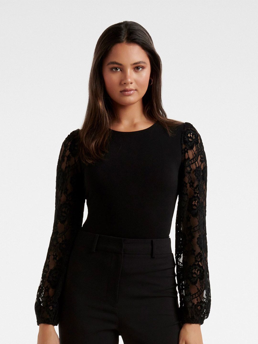 Forever New Women Black Lace Top Price in India
