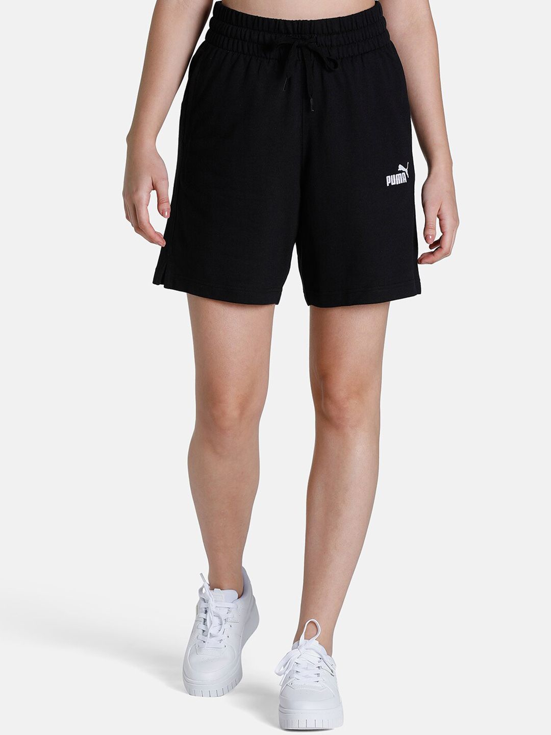 Puma Women Solid Cotton Shorts Price in India