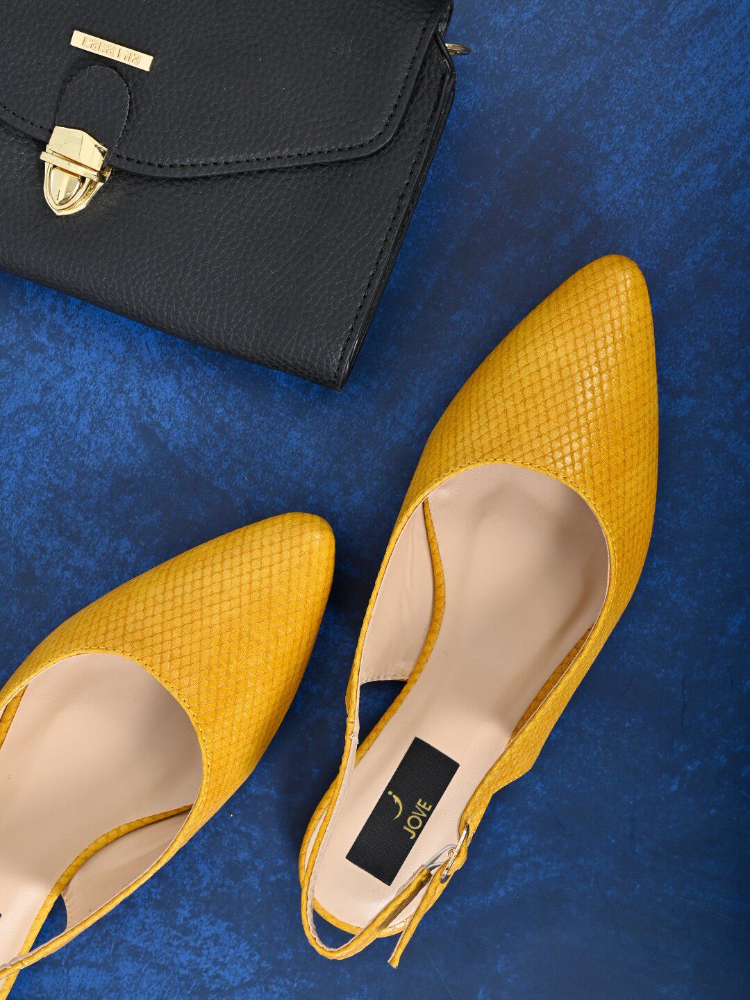 Jove Women Mustard Open Toe Flats with Buckles Price in India