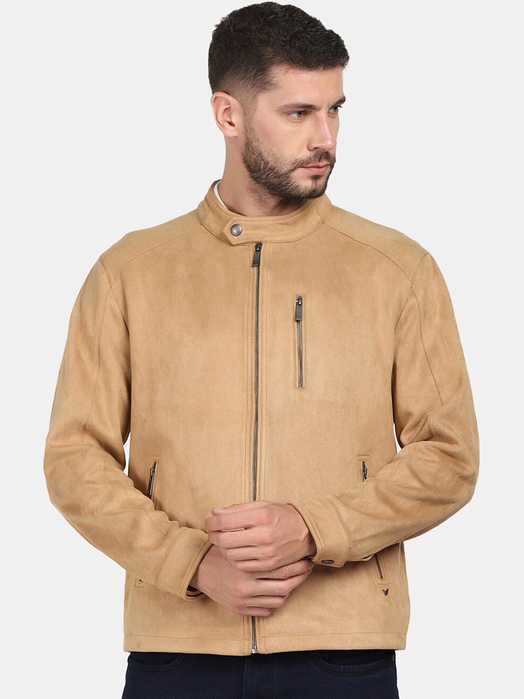 Blackberrys Men Beige Biker Jacket