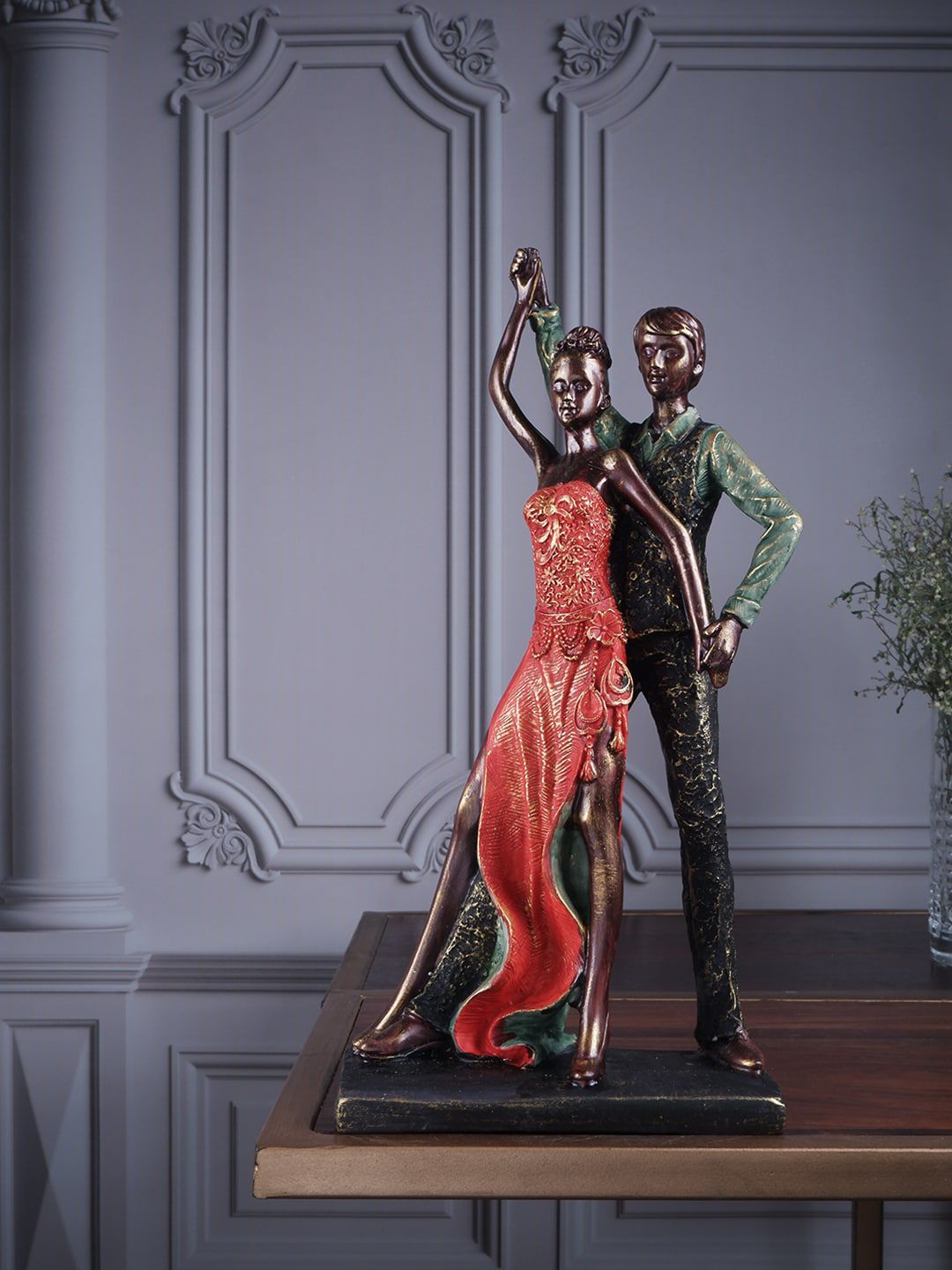 THE WHITE INK DECOR Red & Black Premium Couple Figurine Showpieces Price in India