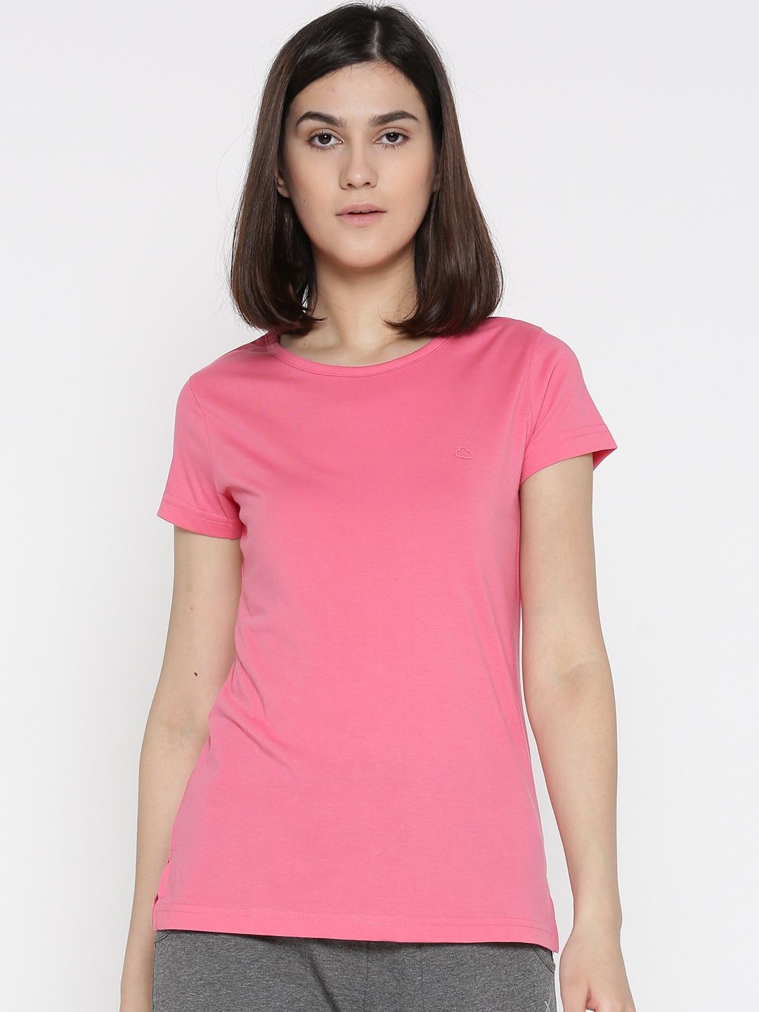Sweet Dreams Women Pink Solid Lounge T-shirt F-LLT-016A Price in India