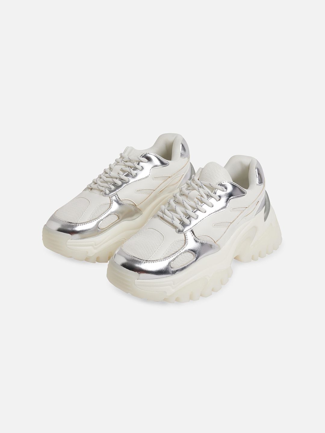 Call It Spring Women Silver-Toned & Beige Textured Sneakers Price in India