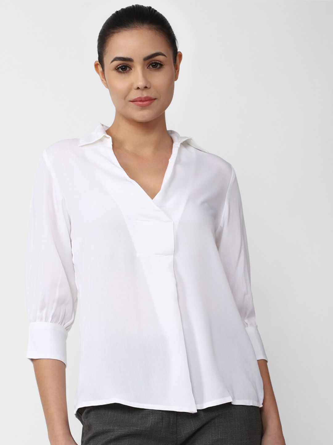 Van Heusen Woman White Shirt Style Top Price in India
