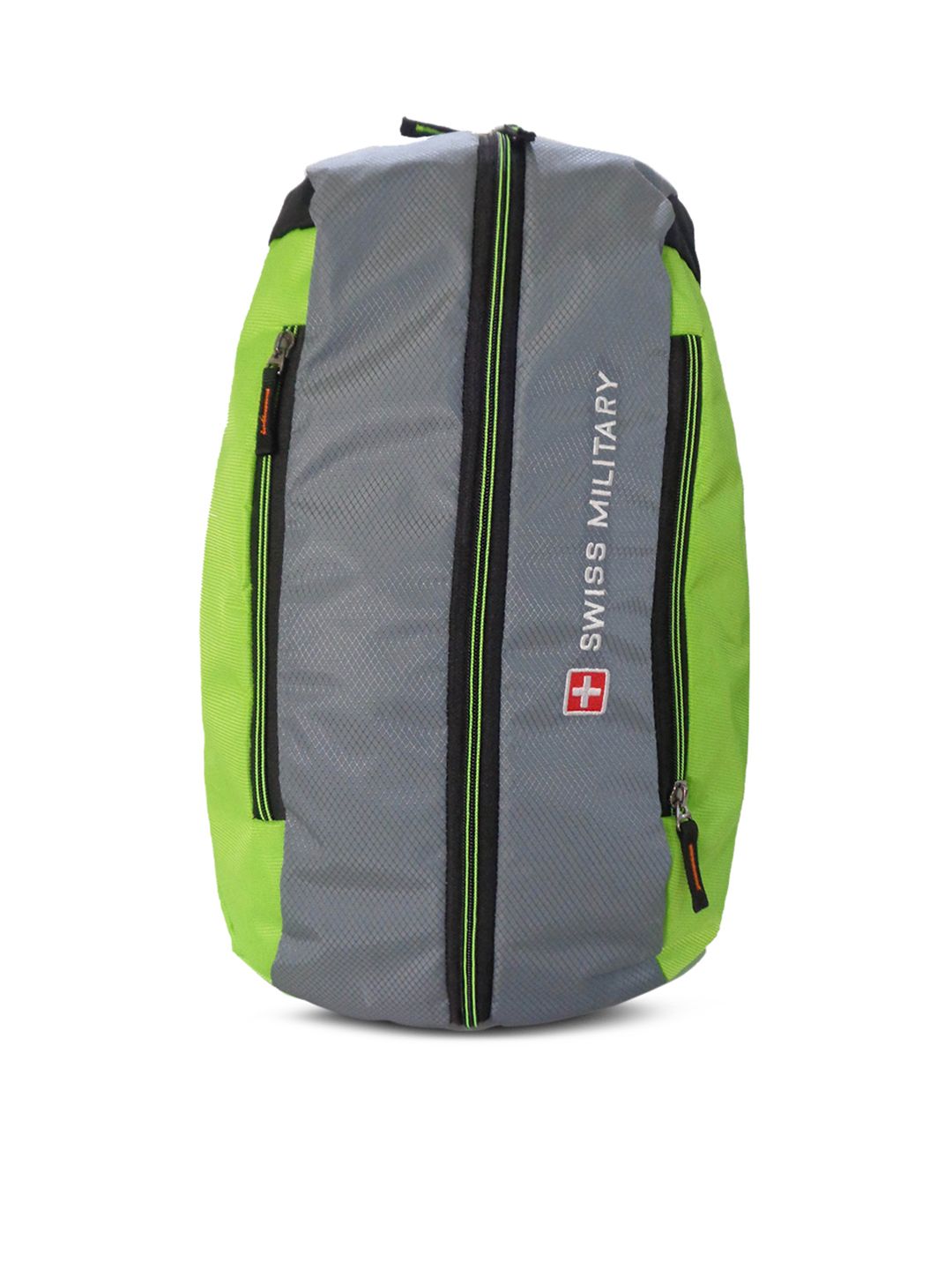 SWISS MILITARY Unisex Grey & Green Solid Backpack Price in India