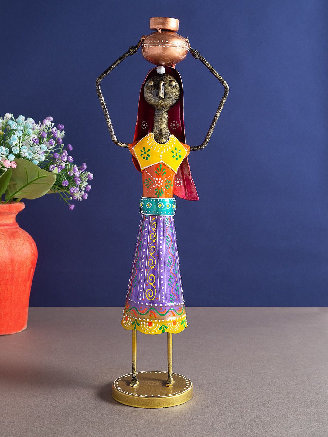 Golden Peacock Purple & yellow Handcrafted Figurine Musicians Decorative Showpieces Price in India