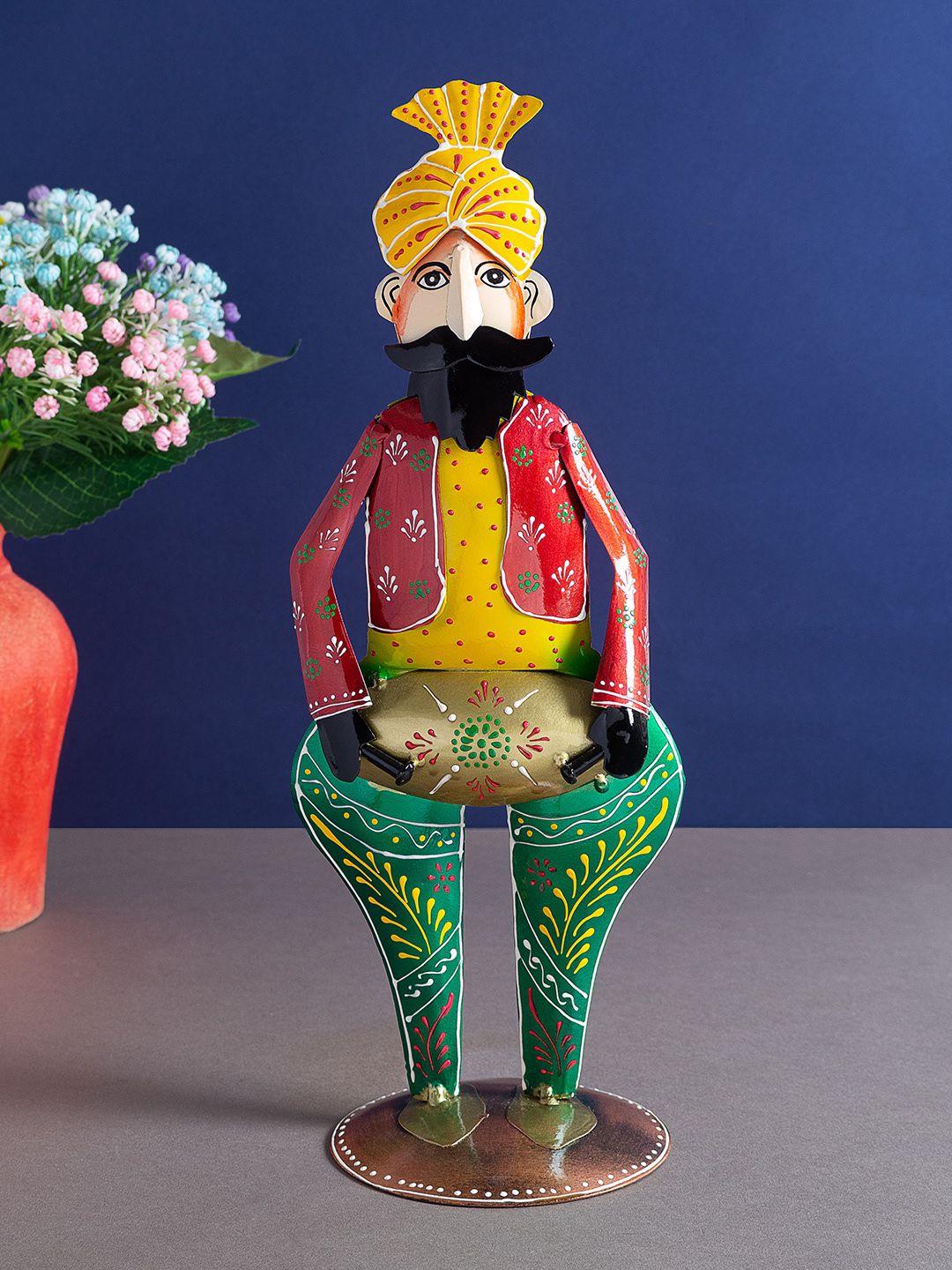 Golden Peacock Multi-Coloured Handcrafted Sardar Musicians Decorative Showpiece Price in India